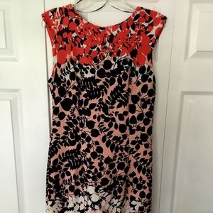 Karin Stevens pink leaf pattern dress